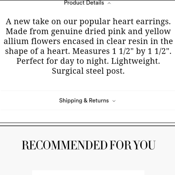 New Lele Sadoughi Dried Pink/Yellow Allium Flowers Heart Shape Earrings NWT - Picture 11 of 15